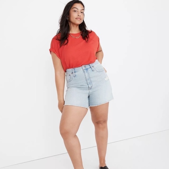 NWT MADEWELL High Rise Denim Shorts Raw Hem Light Wash, Size 24 - Picture 3 of 6